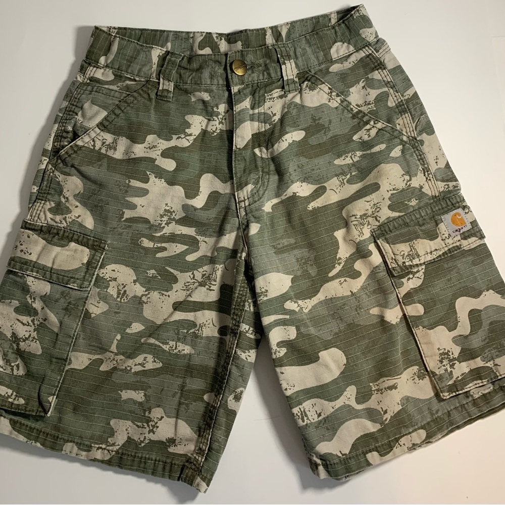 Carhartt Boys Green Camo Cargo Shorts Size 8
